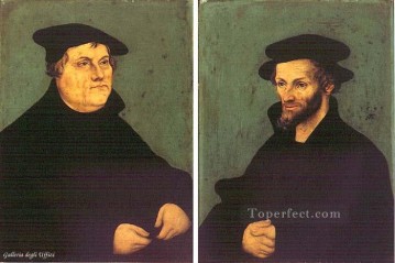  Luca Lienzo - Retratos de Martín Lutero y Philipp Melanchthon Renacimiento Lucas Cranach el Viejo